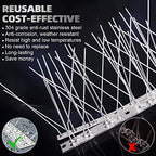 LANNEY Bird Spikes, 22 Strips Cover 24 Feet Stainless Steel Bird Deterrent Pigeon Spikes for Outside to Keep Birds Away, Anti Bird Repellent Spikes Control Kit, Unassembled