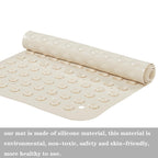 YANZIFLY Bathtub Mat for Shower: Soft Silicone 16X40 Inch Bath Mat Non Slip with Suction Cups Tub Mat for Bathroom for Kids Elderly Extra Large Shower matt Machine Washable - Beige