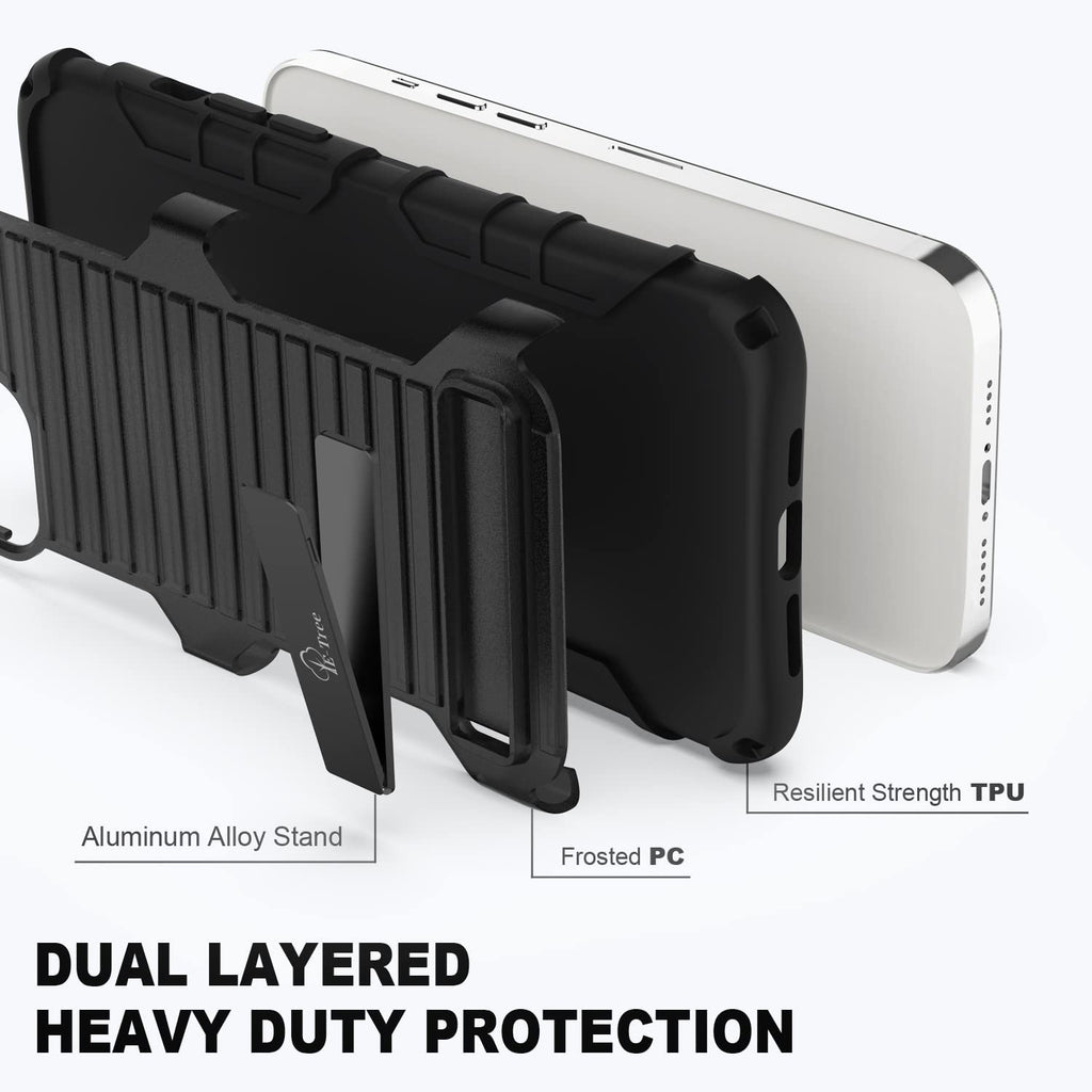 E-Tree Compatible with iPhone 12 Pro Max Case, with Crossbody Strap and Stand, Protection Shockproof Phone Case Black, Perfect for Go Outside and Kid Elderly, 6.7 inch