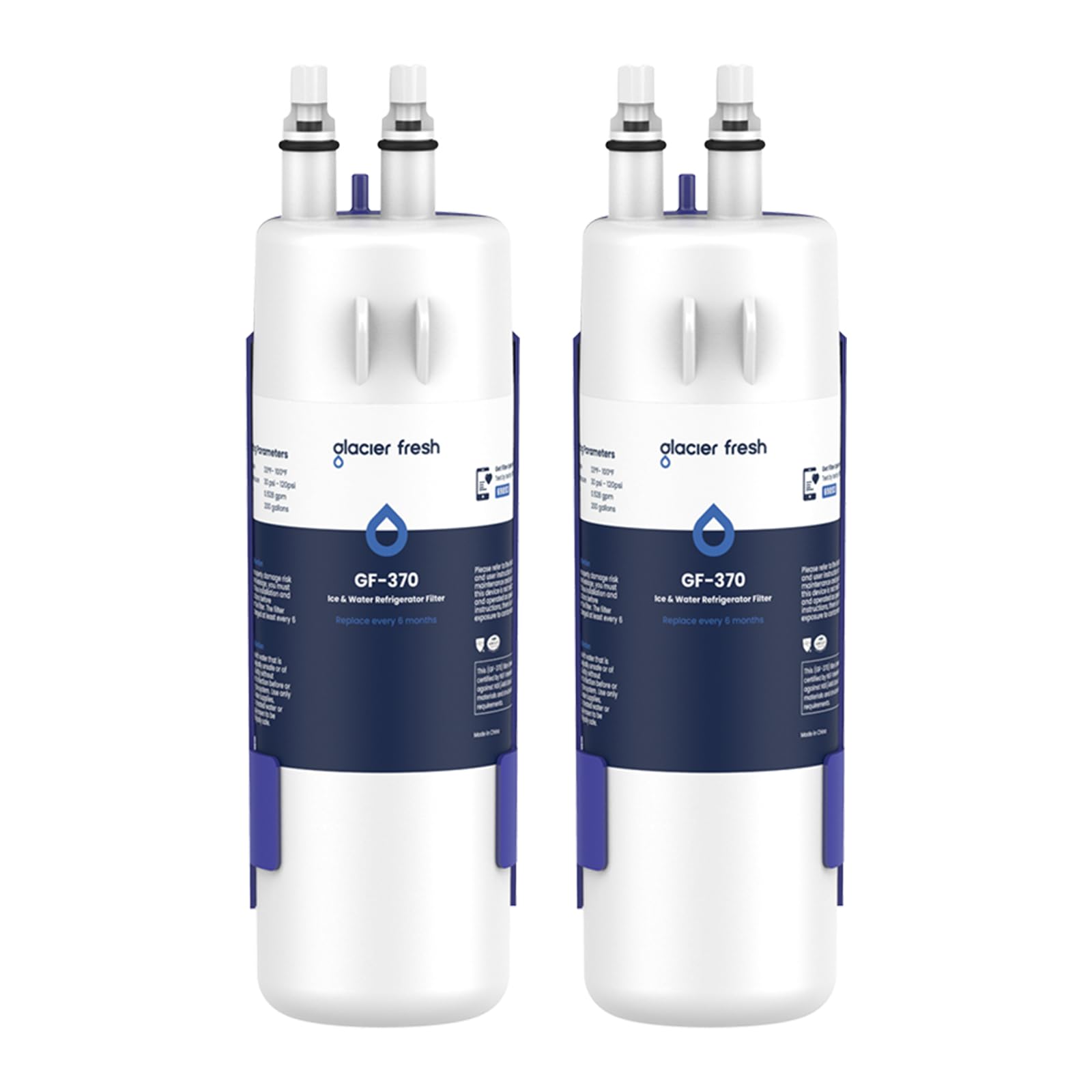 GLACIER FRESH W1029537A Refrigerator Water Filter Compatible with W10295370A, EDR1RXD1, Filter 1, W10295370, P4RFWB, P8RFWB2L, 46-9930, 46-9081 Refrigerator Water Filter 2 Pack