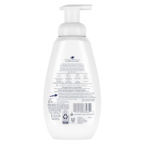 Dove Instant Foaming Body Wash 4 Count for Soft, Smooth Skin Deep Moisture Cleanser That Effectively Washes Away Bacteria While Nourishing Your Skin, White, 13.5 Oz