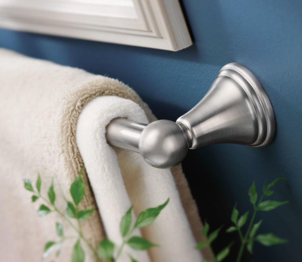 Moen Preston Collection Brushed Nickel 18-Inch Single Bathroom Towel Bar, DN8418BN