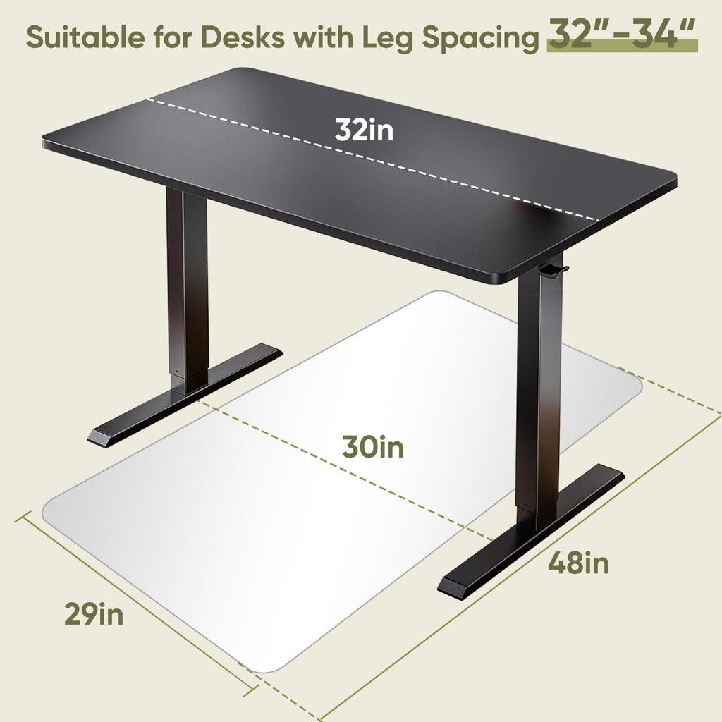 Furnbar Office Chair Mat for Carpet & Hardwood, Upgraded 29" x 48" Dual Use Tempered Glass Chair Mat for Chair and Footrest Under Desk