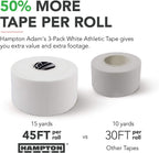 Hampton Adams (8 Pack - 45ft Rolls White Sports Medical Athletic Tape - No Sticky Residue & Easy Tear - for Athletes, Trainers & First Aid Injury Wrap: Fingers Ankles Wrist - 1.5 in x 15 Yards a Roll
