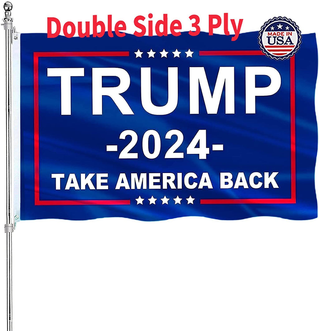 Trump 2024 Flag Take America Back Donald Trump Flags Double Sided 2x3 Outdoor 200D Polyester with Durable Canvas Header and 2 Brass Grommets for Indoor Car