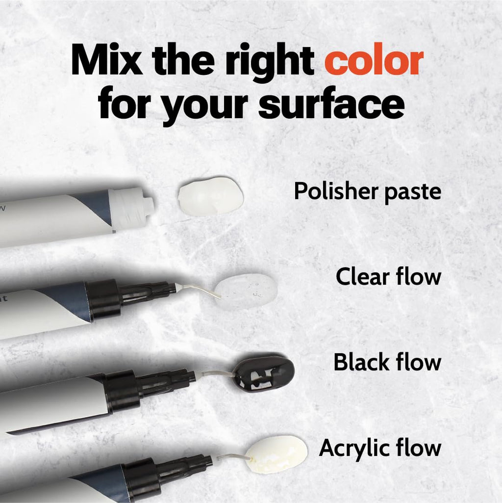 Granite, Marble & Corian Repair Kit (Clear, Black & Acrylic) - Ideal as Quartz Countertop Repair Kit I Works Great for Marble, Porcelain, Ceramic & Granite Surfaces I Also for Bathtub & Tile Repair
