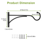 11 Inch Heavy Duty Plant Hangers Outdoor, Metal Plant Brackets for Hanging Baskets, Plant Wall Hooks for Bird Feeders, Wind Chimes & Lanterns, Premium Metal Hooks Matte Black, 30lbs Capacity