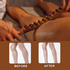Wood Therapy Guasha Wood Stick Massage Tools,Lymphatic Drainage Massage Stick,Stomach Cellulite Massager,Myofascial Release Tool,Ease Pain Self Body Sculpting,Mountable Handle Double Row 20 Beads