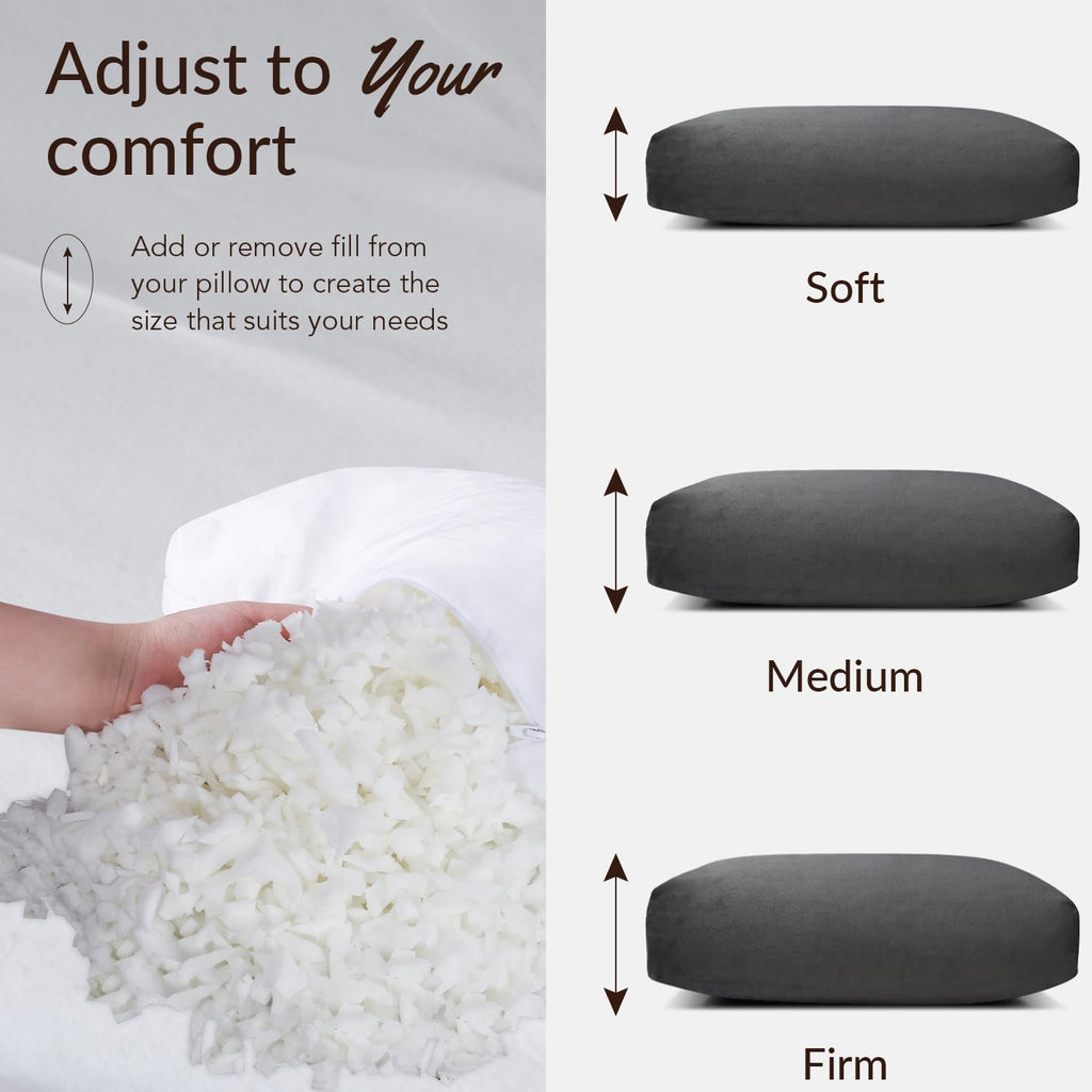 Head Recliner Pillow Adjustable Shredded Memory Foam Headrest Pillow for Recliners,Non-Slip Velvet Cushion for Pain Relief Neck Support Pillow for Travel Home Recliner Sofa Armchair with Zipper Cover