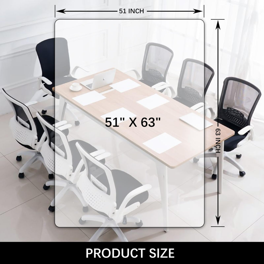 Kuyal Clear Chair mat for Hardwood Floor 51 x 63 inches Transparent Floor Mats Wood/Tile Protection Mat for Office & Home (51" X 63" Rectangle)