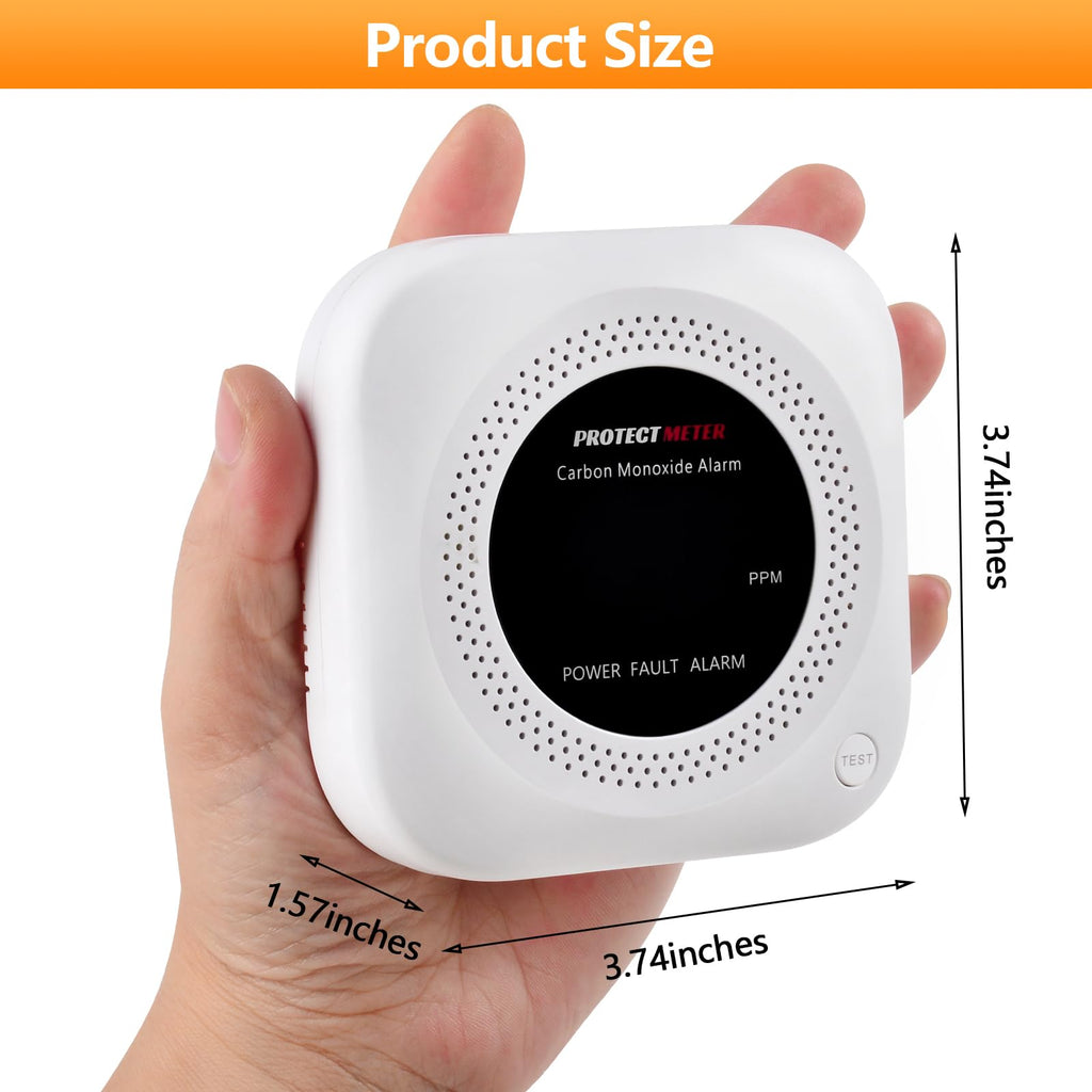 Carbon Monoxide Detectors, 2 Pack Protectmeter Portable Carbon Monoxide detectors Plug in Wall for Travel, CO Alarm/Monitor for Home/Hotel Room/RV with AC Socket with Digital LCD