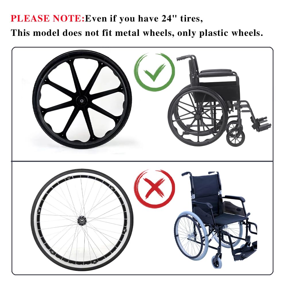 Wheelchair Rear Wheel Replacement Tire, Wheelchair Tire, 24 "X 1" Universal Flat-Free Polyurethane Tire, Suitable For Manual Wheelchair Tire Replacement (1 Pair)