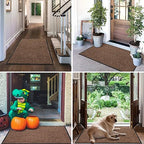 Mibao Dirt Trapper Door Mat for Indoor&Outdoor, 36" x 60", Brown Black,Washable Barrier Mat, Heavy Duty Non-Slip Entrance Rug Shoes Scraper, Super Absorbent Front Door Carpet
