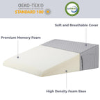 Bed Wedge Pillow for Sleeping 7.5" Memory Foam Wedge Pillow for After Surgery Triangle Pillow Wedge for Acid Reflux Snoring Heartburn GERD Back Support Leg Elevation, Removable Washable Cover - Gray