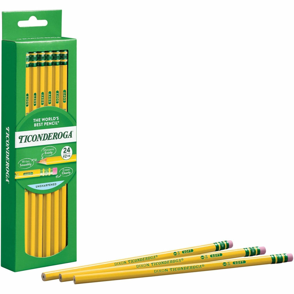 Wood-Cased Pencils, Unsharpened, 2 HB Soft, Yellow, 24 Count