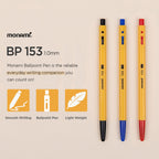 MONAMI BP 153 Retractable Ballpoint Pen, Medium Point (1.0mm), Blue, 12-Count