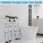 Toilet Safety Rails Frame Support Rail Frames Handles Assist Grab Bars Seat Riser Assistance Lifts Stand Alone Foldable Handrails Aids with Arms for Elderly Disabled Seniors Fit Any Toilet