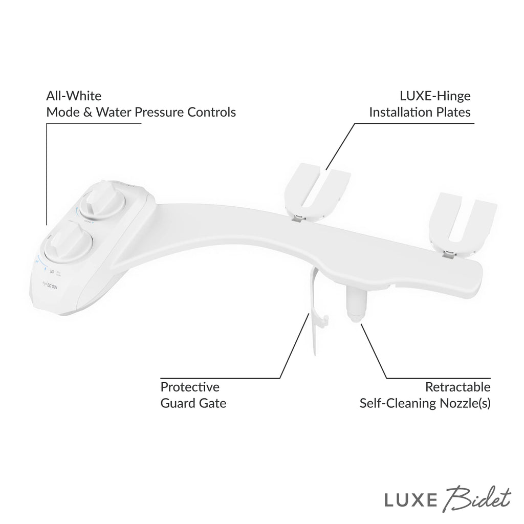 LUXE Bidet NEO 185 Plus-Only Patented Bidet Attachment for Toilet Seat,Innovative Hinges to Clean,Slide-in Easy Install,Advanced 360° Self-Clean,Dual Nozzles,Feminine & Rear Wash (White),NeoPlus185sww