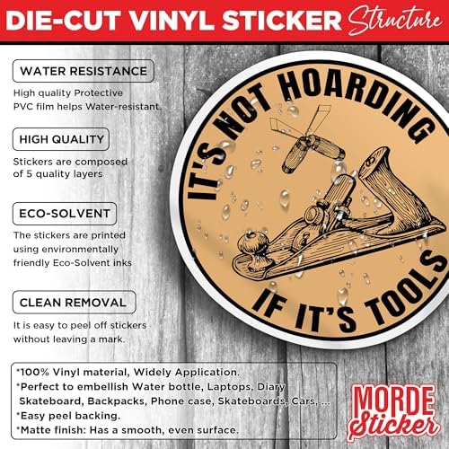 (3Pcs) It's Not Hoarding If Its Tools Stickers, 3" Funny Carpenter Wood Worker Die-Cut Waterproof Vinyl Sticker for Hard Hat Laptop Water Bottle Phone Kindle Decal Stuff Gifts for Woodworker 3 Inches