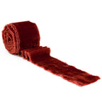 HUIHUANG Rust Red Velvet Ribbon 2 inch Handmade Fringe Ribbon Frayed Silk Velvet Ribbon for Flower Bouquet, Gift Wrapping, Invitations, Holiday Christmas Decor, Wedding Bridal Shower Decor-3 Yards
