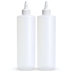 Condiment Squeeze Bottles, 16 OZ Empty Squirt Bottle with Twist Top Cap, Leak Proof - Great for Ketchup, Mustard, Syrup, Sauces, Dressing, Oil, Arts and Crafts, BPA FREE Plastic - 2 PACK