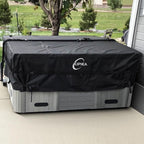Kipiea 600D Outdoor Waterproof Square Hot Tub Cover Protector, Heavy Duty Polyester SPA Cover UV Protection Cover 85" L x 85" W x 20" H, Black