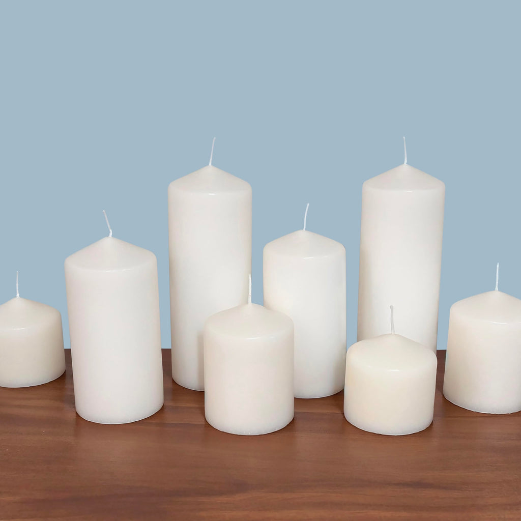 Stonebriar 6 Count Tall 3 x 6 Inch 65 Hour Long Burning Unscented White Wax Pillar Candles