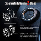 Rotary Push Start Button Cover, Car Engine Push to Start Stop Accessories, Auto Ignition Switch Cover, Cool Motorcycle Car Decor Gift for Christmas New Years Birthday, Black