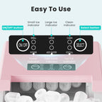 OLIXIS Ice Maker Machine with Handle,26lbs in 24Hrs,9 Ice Cubes in 6 Mins,Auto-Cleaning Portable Ice Maker with Basket and Scoop, Countertop Ice Maker for Home, Kitchen, Camping, RV - Pink
