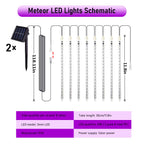 JMEXSUSS 2 Pack Purple Solar Halloween Lights, 16 Tube 288 LED Solar Meteor Shower Rain Lights, Solar Christmas Lights Outdoor Waterproof for Tree Halloween Christmas Decorations