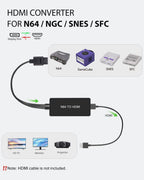 N64 to HDMI Adapter Converter for N64 / SNES/SFC/NGC Retro Game Console.Convert N64 / Gamecube/SNES/SFC Signal to All HDMI Smart TV. Support 4:3 or 16:9 Switching