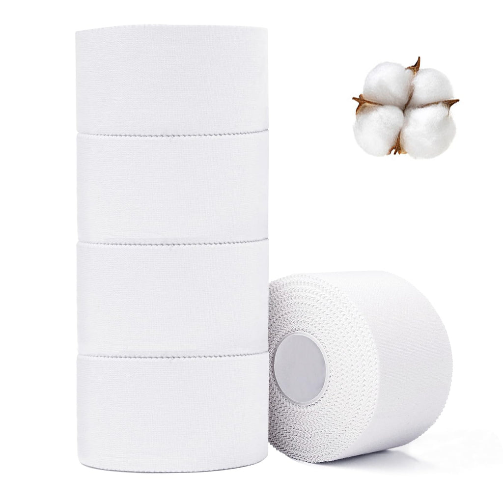 Athletic Tape,5 Pack White Sports Tape,Very Strong No Sticky Residue Wrist Ankle Tape for Gymnastics Boxing Lacrosse Climbing Hockey Bat