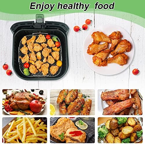 BYKITCHEN 8 Inch Square Air Fryer Rack, Stainless Steel Dehydrator Rack, Square Air Fryer Accessories for Cosori, Instant Vortex, Gourmia, Ninja Foodi Grill and More