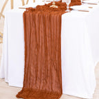 MLMW Fall Thanksgiving Table Runner Terracotta Cheesecloth Table Runner 13.3ft 4 Pack Burnt Orange Cheese Cloth Table Runner 160 inch Boho Gauze Table Runner for Wedding Party Fall Decor