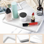 Gurygo 8" Bathroom Trays - Ceramic Vanity Tray for Bathroom - Small Ceramic Tray - Kitchen Soap Trays - Porcelain Dispenser Organizer for Kitchen Bathtub Counter (White)