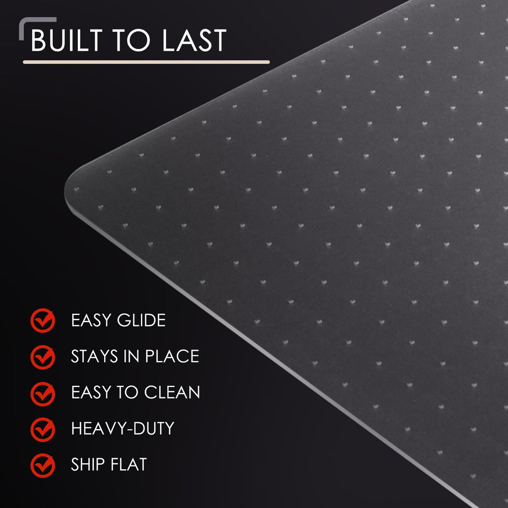 Kuyal Office Chair Mat for Carpet, 32x55 Clear Heavy Duty Computer Chair Mat with Lip, Under Desk Protector Carpeted Floors Mat, Easy Chair Movement,Ship Flat