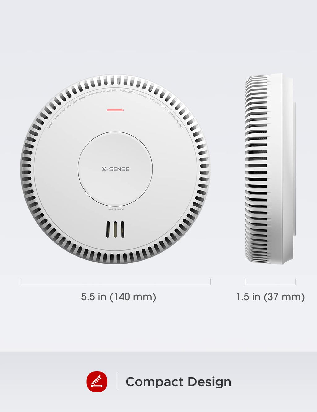 X-Sense Hardwired Combination Smoke and Carbon Monoxide Detector, Hardwired Interconnected Smoke and CO Detector Alarm with Replaceable Battery Backup, XP04, 6-Pack