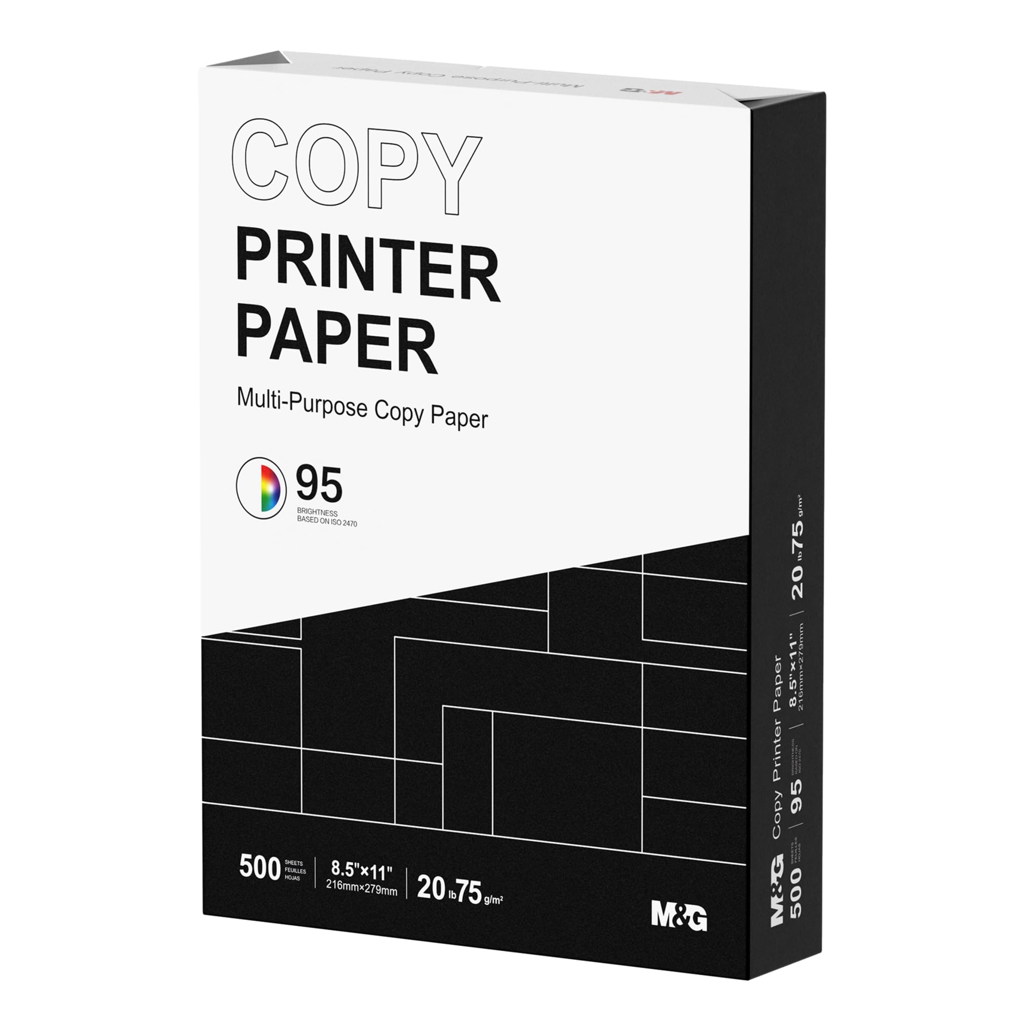Multipurpose Copy Printer Paper, 8.5 x 11, 20lb, 1 Ream (500 Sheets), 95 Bright, White