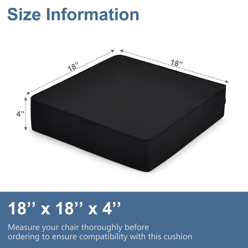 Shinnwa Gel Memory Foam Recliner Cushion for Elderly, Dual-Layer Foam Chair Pad, Extra Large Seat Cushion for Couch, Armchair, Wicker Chairs, Floor, 18 × 18 × 4in, Black
