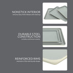 Sur La Table Kitchen Essentials Bake Sale 3-Piece Cookie Sheet Set – Nonstick Carbon Steel Baking Pans (13, 15, 18 Inch) – Grey Easy-Clean Oven Trays for Cookies, Roasting & More