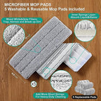 JOYMOOP Mop and Bucket with Wringer Set, White Flat Squeeze Mop Bucket Set for Floor Cleaning, Wet Dry Mop for Walls, Wall Cleaner with Long Handle, Hardwood Floor Mop-5 Microfiber Cloths