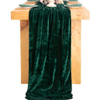 Socomi Emerald Green Velvet Table Runner 20 x 120 Inches 10ft Luxurious Thick Cotton Christmas Thanksgiving Wedding Runner for New Year Bridal Shower