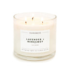 Calyan Wax Scented Candle, Lavender & Bergamot, 3 Wick Candle for The Home Scented with Citrus & Cedar, 14.9 oz Soy Wax Candle with 43 Hour Burn Time, Non Toxic Large Candle in Glass Jar, Gift