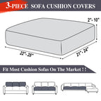 LA MEACK Couch Cushion Covers Seat Cushion Cover Stretch Couch Cover Separate Sectional Sofa Slipcovers Furniture Protector(3 Pieces for Seat or Sofa Backrest, Dark Grey)