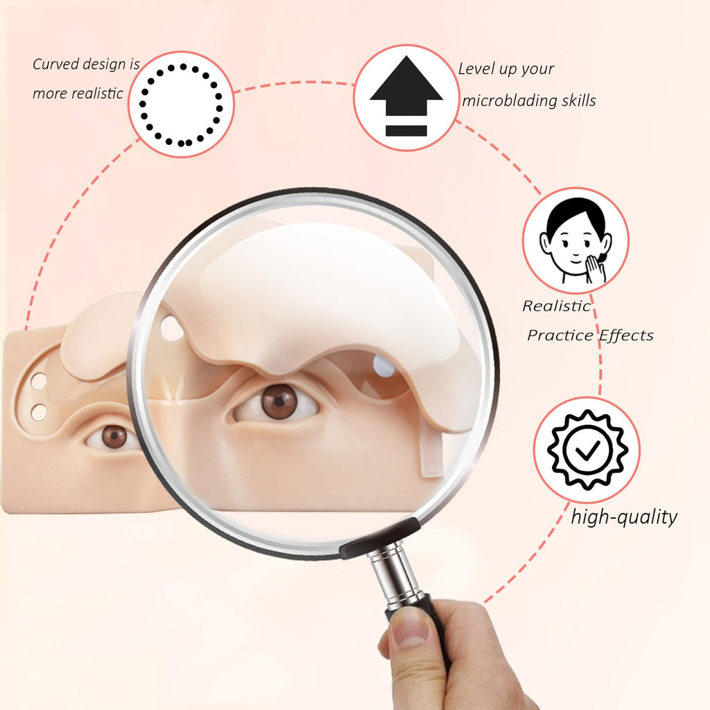 Replaceable Eyebrow Tattoo Practice Face. Permanent Eyebrow Tattoo Makeup Silicone Fake Dkin. Micro Dpray Plastic Eyebrow Fake Skin On Eyebrows. Equipped With Six Interchangeable Skins (Yellow)