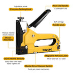 Upholstery Staple Gun Heavy Duty, YEAHOME 4-in-1 Stapler Gun with 4000 Staples, Manual Brad Nailer Power Adjustment Stapler Gun for Wood, Crafts, Carpentry, Decoration DIY