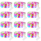 Brightown 12 Pack Easter Led Fairy Lights Battery Operated String Lights Waterproof Silver Wire 7 Feet 20 Led Firefly Starry Moon Lights for DIY Wedding Party Bedroom Patio Christmas