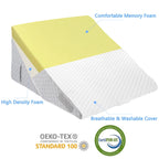 YIHATA Bed Wedge Pillow for Sleeping, Memory Foam Wedge Pillow Set for Post Surgery 12 Inch Adjustable Triangle Pillow Wedge with Washable Cover for Legs, Back Pain, Snoring, Alleviate Acid Reflux
