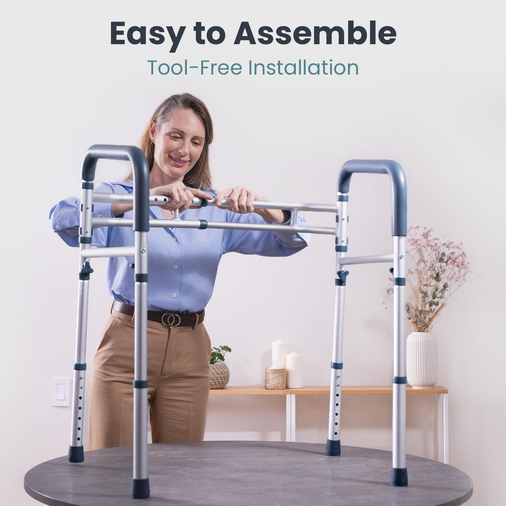 PELEGON Toilet Safety Rails (350 lb) - Adjustable Toilet Safety Frame & Rails, Toilet Safety Rail for Elderly Adults, Toilet Handles for Seniors, Toilet Bars for Elderly, Disabled & Handicap