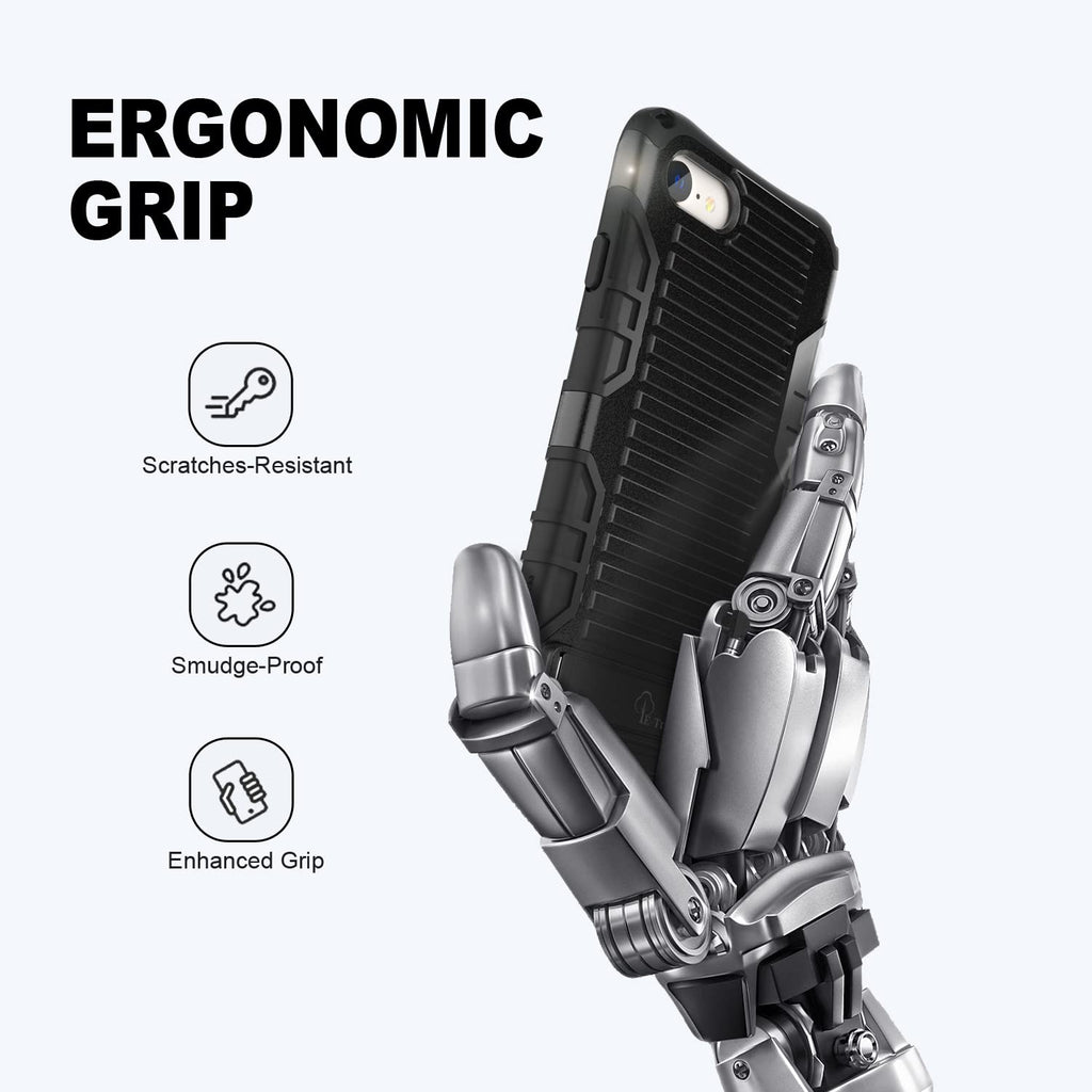 E-Tree Compatible with iPhone SE 2022 Case/iPhone SE 2020/iPhone 8/7, with Crossbody Strap and Stand, Protection Shockproof Hard Phone Case Black, Perfect for Go Outside and Kid Elderly